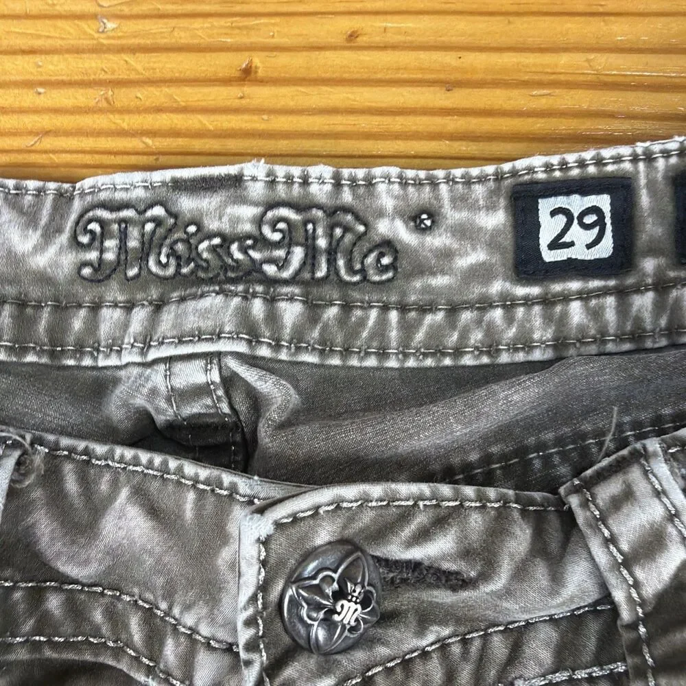 Miss me womens skinny olive moto jeans with embroidery size 29